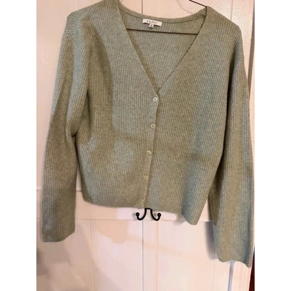 Z Supply Women’s Sage Green Ribbed Button Front Cardigan Size Medium